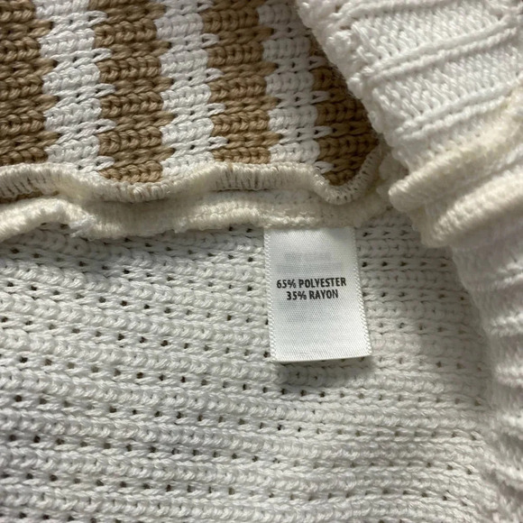 St. John Sport Striped Short Sleeve Knit Sweater in White & Tan Size US XS - Picture 12 of 12